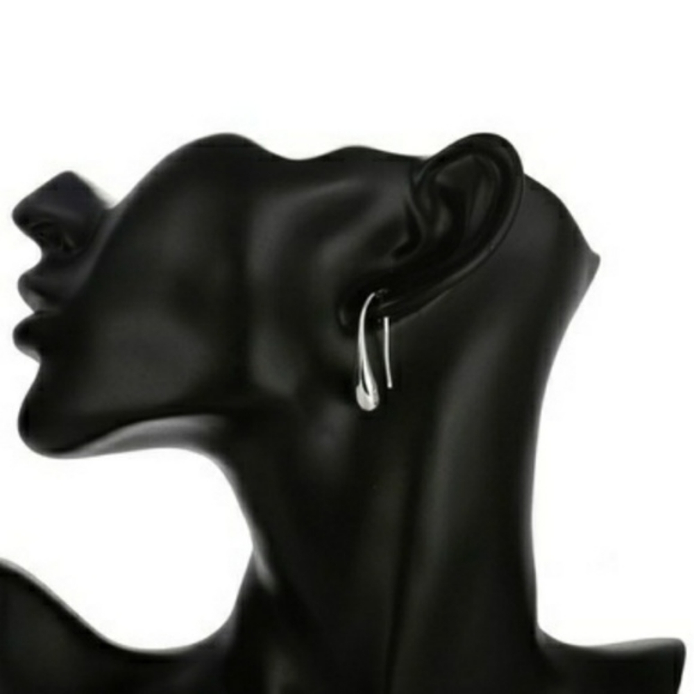 Hook Silver Water Drop Earrings - Picture 3 of 3